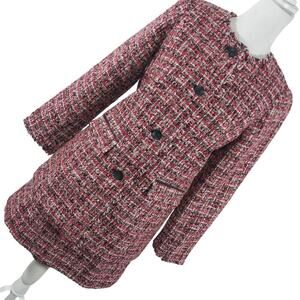 NWOT! TALBOTS! STUNNING RED, ORANGE, BROWN, BLK & CREAM WOOL+ SKIRT SUIT! SZ 2P